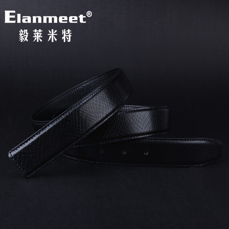 Elanmeet牛皮带身男士牛皮圆孔无头皮带条diy配件蛇纹 圆孔蛇纹咖3.8cm 115cm